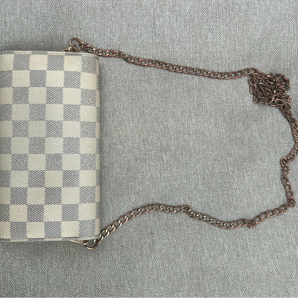 Louis Vuitton Gray and Cream Clutch with Chain Strap